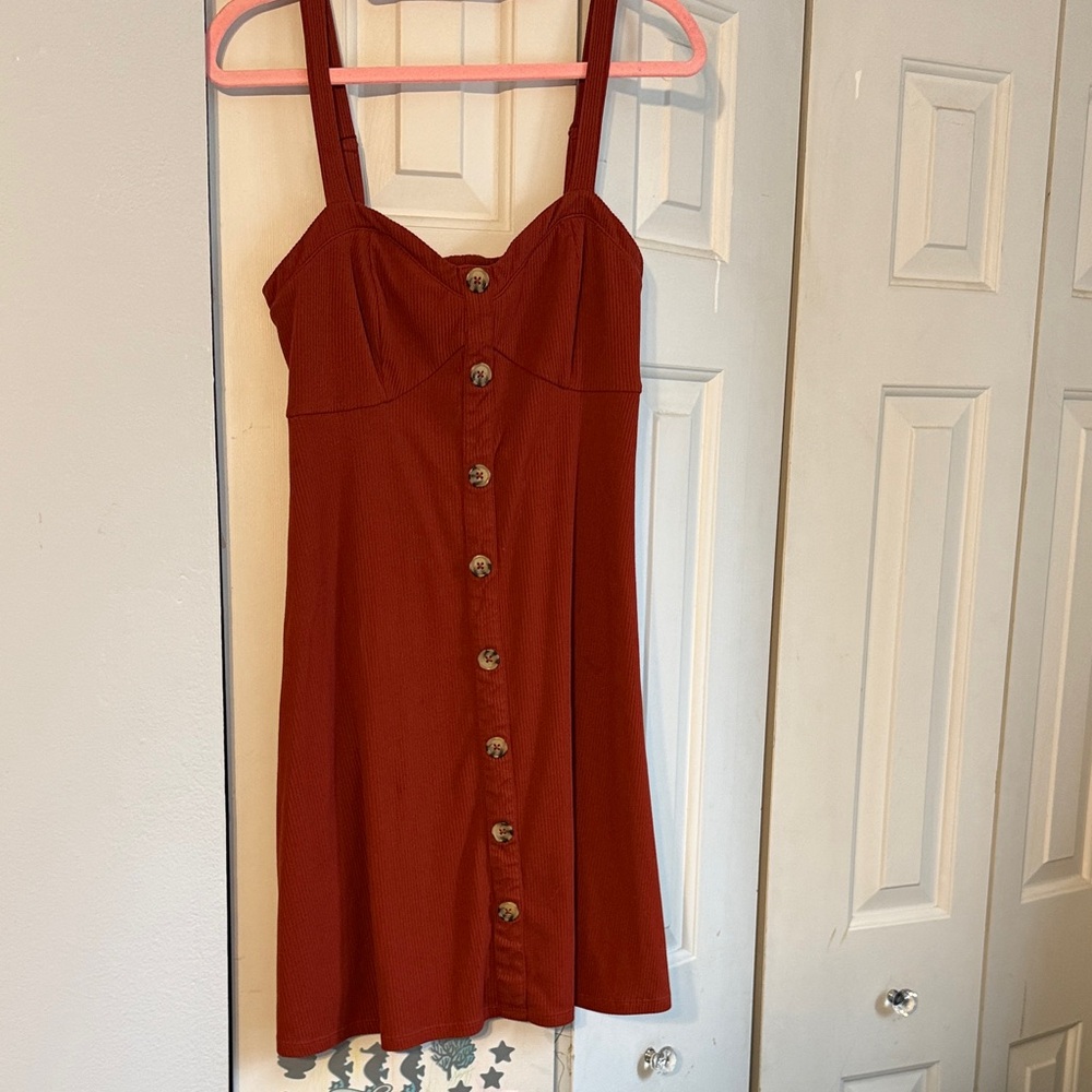 Elegant Red Button-Down Dress